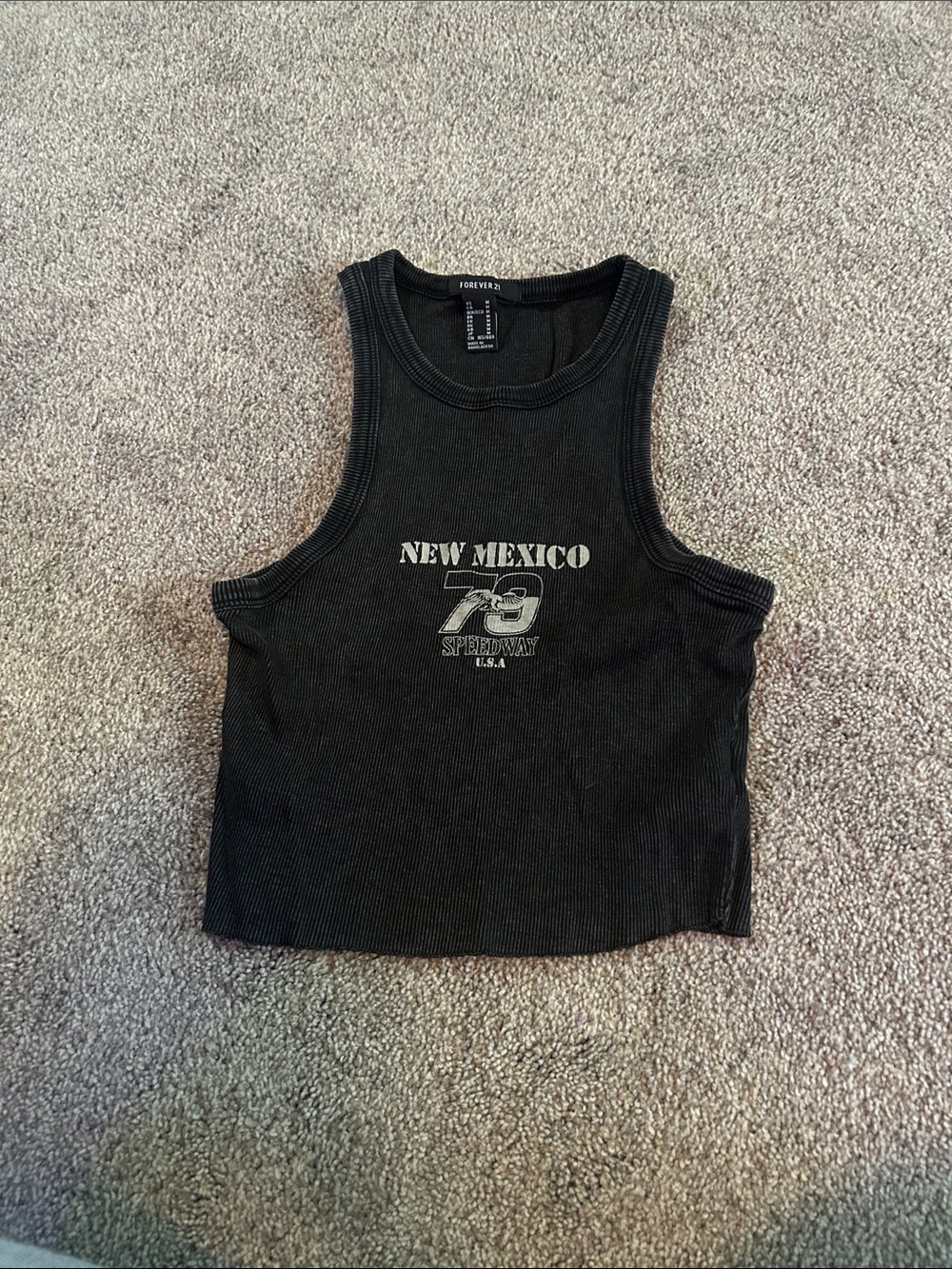 Forever 21 Black Ribbed 'New Mexico' Graphic Tank